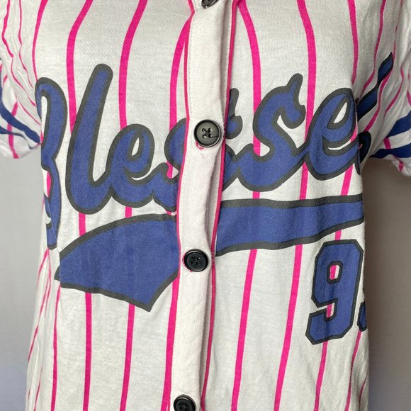 On Fire Blessed 99 Baseball Jersey with Pink Stripes Size XL - Picture 6 of 7